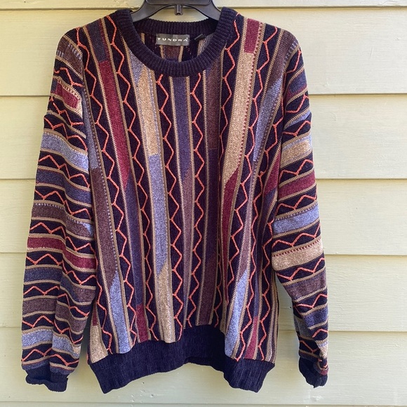 Vintage Men’s Dad Grandpa Tundra Multi Color Sweater Size Medium - Picture 1 of 3